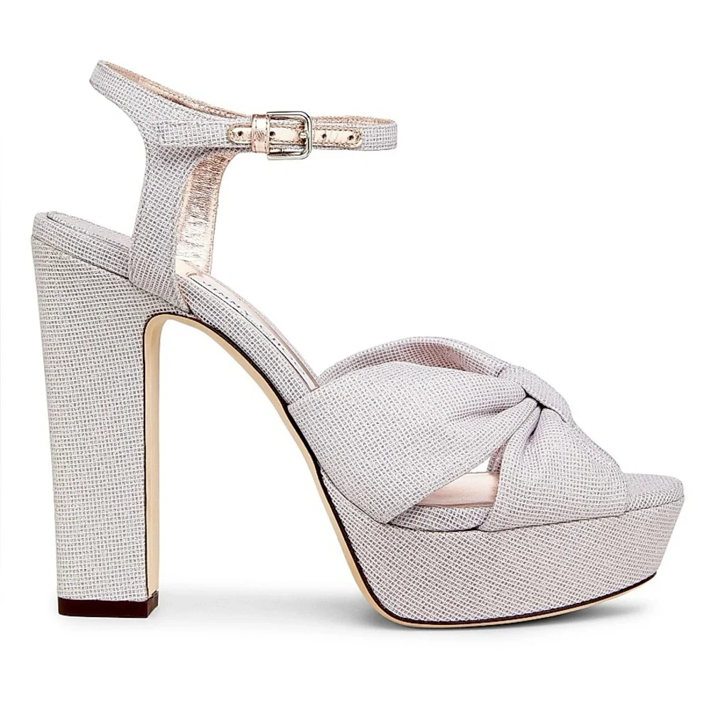 EUC JIMMY CHOO Heloise 120MM Glitter Platform Sandals Macaron 36.5 $1,025 - Picture 4 of 13